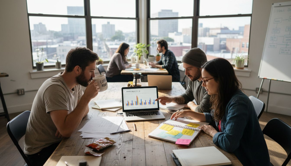 eCommerce team reviewing website analytics
