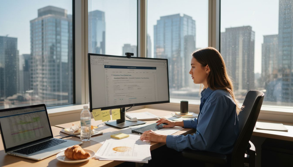 Marketer reviewing ecommerce content plan