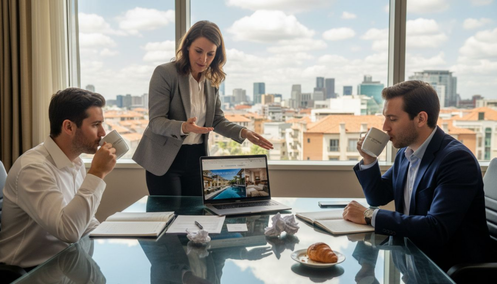 Hotel marketing team meeting in conference room